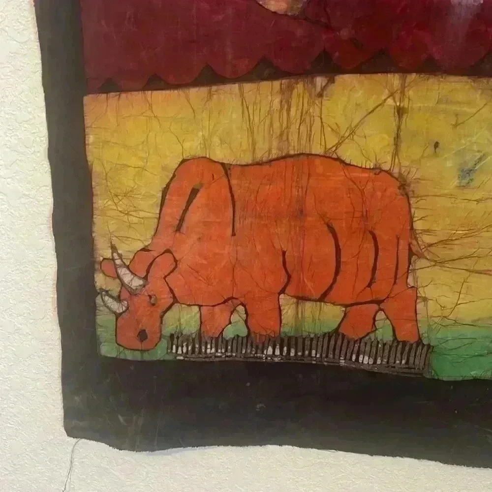 Beautiful safari painting in Linen material. Vibrant colors.